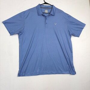 Callaway Opti-Dri Mens XXL Blue Geometric Chevron Print Golf Polo Shirt